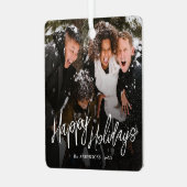 スクリプモダントHappy Holidaysクリスマスフォト メタルオーナメント (正面左)
