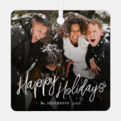 スクリプモダントHappy Holidaysクリスマスフォト メタルオーナメント (裏面)