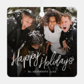 スクリプモダントHappy Holidaysクリスマスフォト メタルオーナメント (正面)