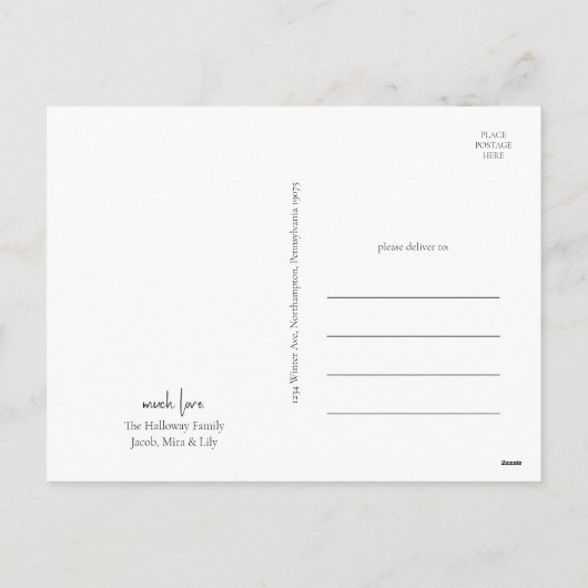 スクリプモダントHappy Holidays縦色あせた写真 シーズンポストカード (裏面)