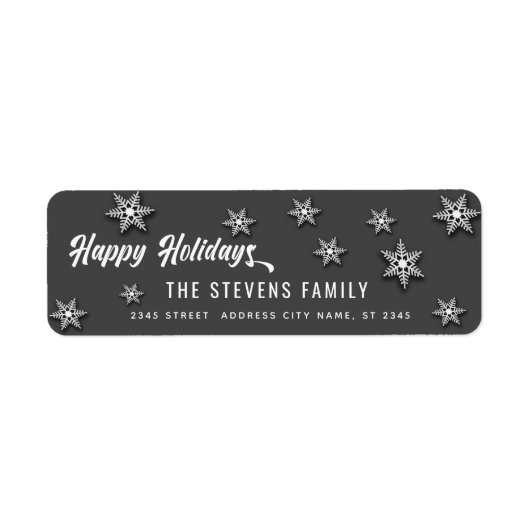 スクリプモダントHappy Holidays雪片ラベル ラベル (正面)