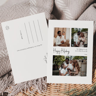 スクリプモダントHappy Holidays Centered Three-Photo シーズンポストカード