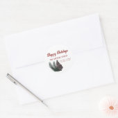 スクリプモダントHappy Holiidays pine cone branch ラウンドシール (封筒)