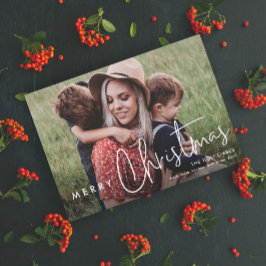 スクリプモダントMerry Christmasのシンプル写真 シーズンカード