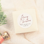 スクリプモダントMerry Christmasカスタムファミリー名 ラウンドシール<br><div class="desc">あなたの休日のメールに個人的なtouchを追加し、ギフト、パーティーの好意など、これらのクリスマスのカスタムステッカー。このクラシックデザインは、赤いスクリプトレタリングの「メリークリスマス」を後を追ご家族の名前で特集している。Together Arch Photo Christmasコレクションメリーに合わせて制作。このページにリンクされたアイテムのコーディネート用コレクションを表示するか、弊社のショップでクリスマスステッカーのカスタム詳細を参照する。</div>