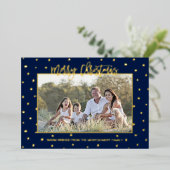 スクリプモダントMerry Christmasパーソナライズされた Photo 箔シーズンカード (立ち正面)