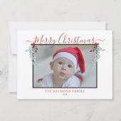 スクリプモダントMerry Christmasフローラフレーム写真 シーズンカード (正面)