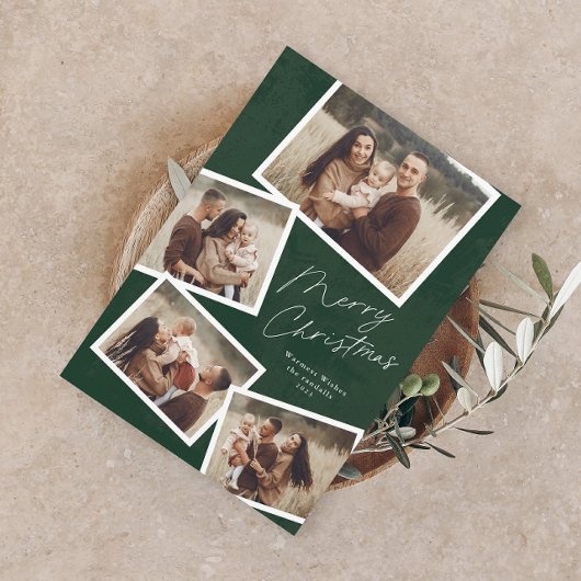 スクリプモダントMerry Christmas写真コラージュ シーズンカード