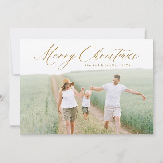 スクリプモダントMerry Christmas写真ホリデーカード シーズンカード (正面)