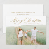 スクリプモダントMerry Christmas写真ホリデーカード シーズンカード (正面/裏面)