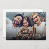 スクリプモダントMerry Christmas写真ホリデーカード シーズンカード (正面/裏面)