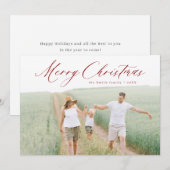 スクリプモダントMerry Christmas写真ホリデーカード シーズンカード (正面/裏面)