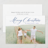 スクリプモダントMerry Christmas写真ホリデーカード シーズンカード (正面/裏面)