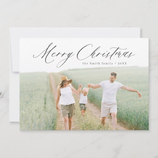 スクリプモダントMerry Christmas写真ホリデーカード シーズンカード (正面)
