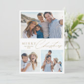 スクリプモダントMerry Christmas 3フォトホリデーカード シーズンカード (スタンド正面)