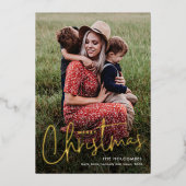 スクリプモダントMerry Christmas Photo 箔シーズンカード (正面)