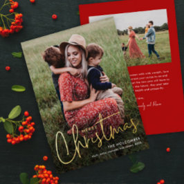 スクリプモダントMerry Christmas Photo 箔シーズンカード