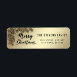 スクリプモダントMerry Christmas pine branch label ラベル<br><div class="desc">スクリプモダント赤メリークリスマス松の枝。魅力的なモダンプロフェッショナルデザインとコンテンポラリーtouch。優雅さとスタイルのtouch。モノグラカスタマイズムのイニシャルと名前とアドレスの詳細</div>