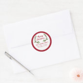 スクリプモダントMerry Christmas red holly Label ラウンドシール (封筒)