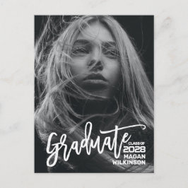 スクリプモダントMinimalistフルフォト卒業 インビテーションポストカード