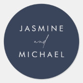 スクリプモダントNavyの結婚封筒用シール ラウンドシール (正面)