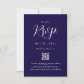 スクリプモダントNavy BlueとWhiteの結婚詳細 出欠カード (正面)