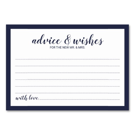 スクリプモダントNavy Blueの結婚アドバイスと願い テーブルナンバー (正面)