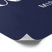 スクリプモダントNavy Blueの結婚ウェルカムサイン ポスター (角)