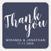 スクリプモダントNavy Blue結婚式の引き出物ありがとう スクエアシール (正面)