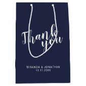 スクリプモダントNavy Blue結婚式の引き出物 ミディアムペーパーバッグ (正面)