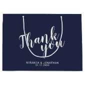 スクリプモダントNavy Blue結婚式の引き出物 ラージペーパーバッグ (正面)