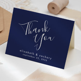 スクリプモダントNavy Blue結婚's Thank You カード