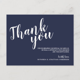 スクリプモダントNavy Blue結婚's Thank You ポストカード