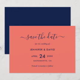 スクリプモダントNavy Blue and Coral 結婚's セーブザデート
