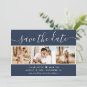 スクリプモダントNavy Blue and Silverの結婚4枚の写真 セーブザデート (スタンド正面)
