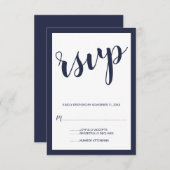 スクリプモダントNavy Blue Wedding RSVP (正面/裏面)