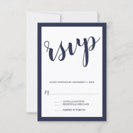 スクリプモダントNavy Blue Wedding RSVP