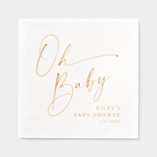 スクリプモダントOh Baby Shower 箔ナプキン (正面)