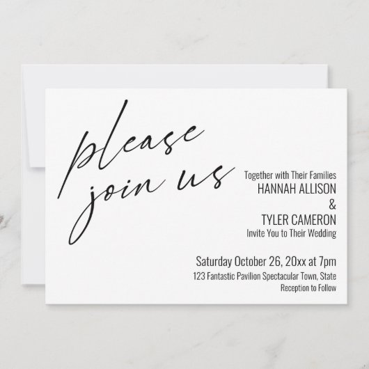 スクリプモダントPlease Join Us Black & White 招待状 (正面)