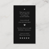 スクリプモダントQRコード黒い注文ありがとう 名刺 (裏面)