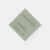 スクリプモダントSageグリーン婚約ウェディングシャワー スタンダードカクテルナプキン (角)