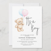 スクリプモダントTeddy Bear Boy Baby Shower 招待状 (正面)