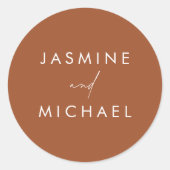 スクリプモダントTerracotta結婚の封筒用シール ラウンドシール (正面)