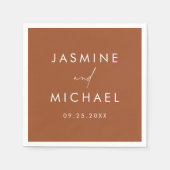 スクリプモダントTerracotta結婚の スタンダードカクテルナプキン (正面)