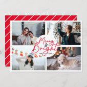 スクリプモダンメリート赤4枚の写真クリスマスコラージュ シーズンカード (正面/裏面)