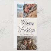 スクリプモダンルパープル2枚の写真の高いクリスマス シーズンカード (正面)