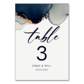 スクリプモダン航海のトNavy Blueビーチ結婚式 テーブルナンバー (裏面)