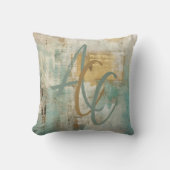 スクリプモノグラムのトモダンティール(緑がかった色)抽象芸術秋 クッション (正面)