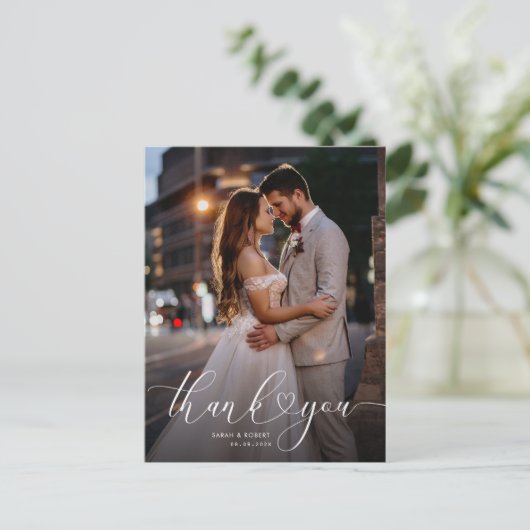 スクリプユニークト結婚の感謝していユーの写真カード ポストカード (スタンド正面)