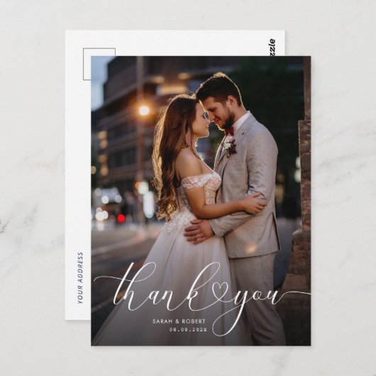 スクリプユニークト結婚の感謝していユーの写真カード ポストカード (正面/裏面)
